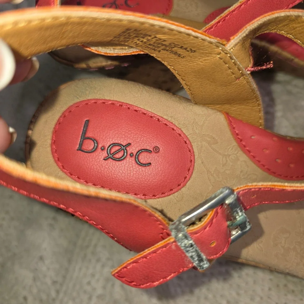 b.o.c. Wedge Sandals Coral Pink Floral Romantic Strappy Platform Women 8M‎